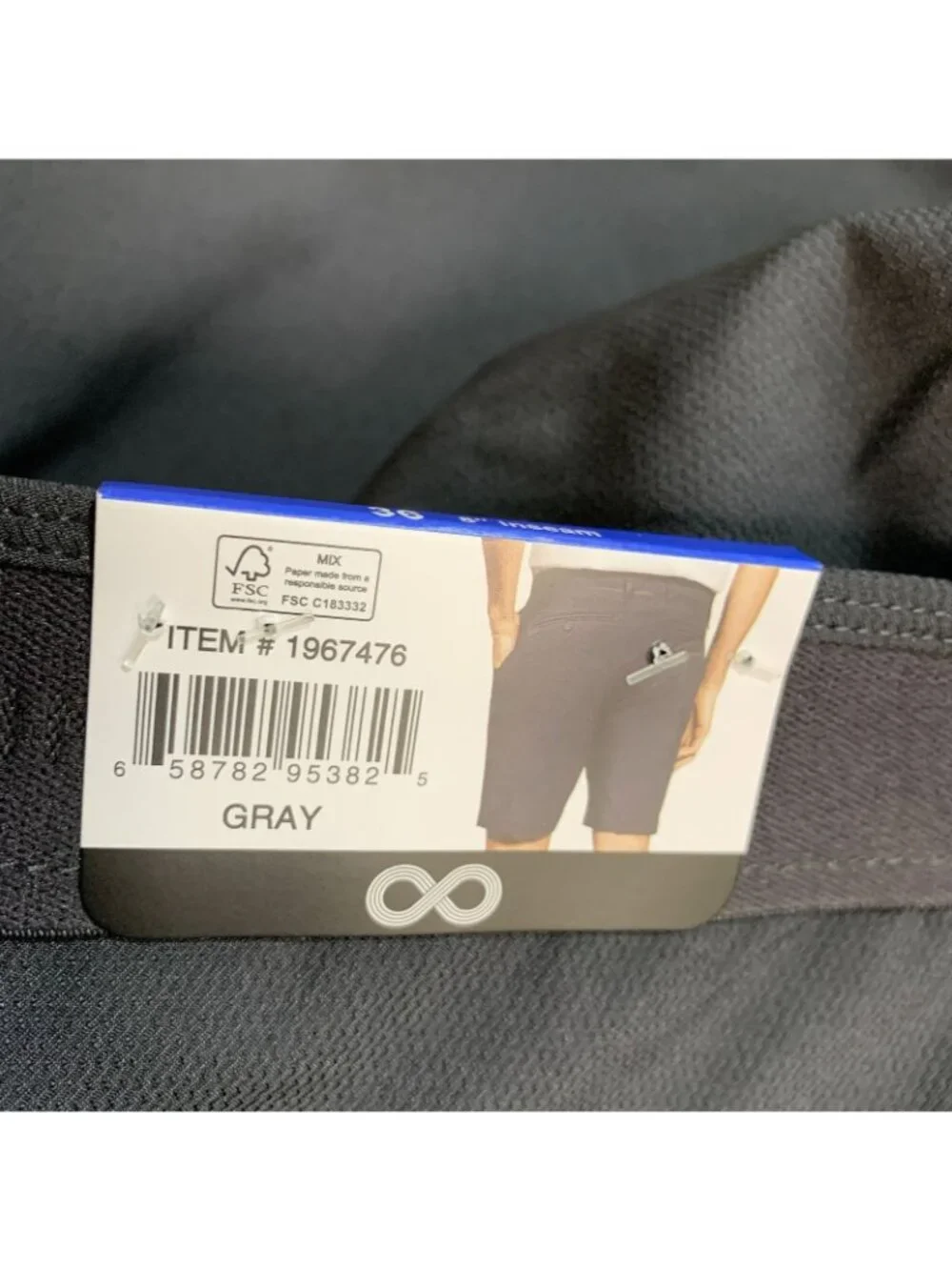 NWT Infinity LinearFlex Men's 36 Dark Gray Hybrid Stretch Shorts